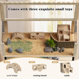 31inch Hamster cage Wooden with Acrylic, Dwarf Hamster cage, Small Animal Habitat with Openable Top, Mouse cage for Guinea Pigs, Chinchillas, Gerbil, Syrian Hamster (31inch with Storage Shelf)