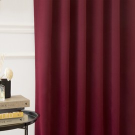 Best Home Fashion Basic Thermal Insulated Blackout Curtains - Back Tab/Rod Pocket - Burgundy - 52" W x 102" L – (Set of 2 Panels)