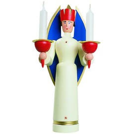 Seiffener Volkskunst - Kerzenhalter "Engel" - Weihnachtsengel - 25cm - Made in Germany