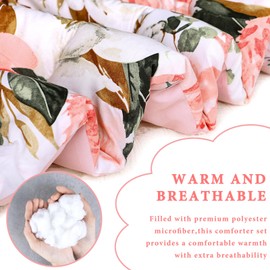 DILIMI Twin Comforter Set for Girls, Reversible Pink Floral Comforter Twin Size Bed, 5 Pieces Ultra Soft Twin Bedding Sets with Comforter, Flat Sheet, Fitted Sheet, 2 Pillowcase