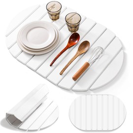 Stone Drying Mat for Kitchen Counter, Large Collapsible Diatomite Dish Drying Mat with Non-slip Pads and Sandpaper, Absorbent Bath Mat for Kitchen Dishes Bottles Cups Bathroom Countertop, 23" x 15.3"