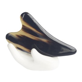 Baluue 1pc Scraping Massage Tool Buffalo Horn Gua Board for Skin Care Facial Treatment and Multifunctional Therapy Black Floral Design Thick Natural Material and Attractive
