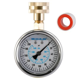 SeaEagles 2-1/2" Glycerin Filled Stainless Steel Water Pressure Test Gauge, 3/4" Female Hose Thread, 0-200 psi/kpa (Glycerin Filled 200)
