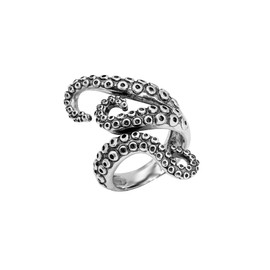 81stgeneration Wrap Ring .925 Sterling Silver Detailed Octopus Squid for Men and Women