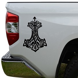 Rosie Decals Viking Thor Hammer Die Cut Vinyl Decal Sticker For Car Truck Motorcycle Window Bumper Wall Decor Size- [15 inch/38 cm] Tall/Color- Gloss White