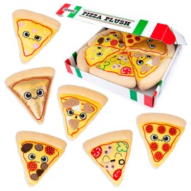 abeec Pizza Plushies, Cute Plush Set for Boys and Girls, Perfect Birthday Suitable from Birth, x6 Slices Food Plush Pillow