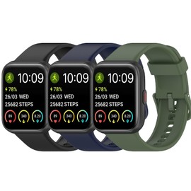 3-Pack Bands Compatible with SKG V7 & SKG V7 Pro, Soft Silicone Strap Replacement Breathable Wristband for SKG V7 Pro Smartwatch Accessories (Black+Green+Blue)
