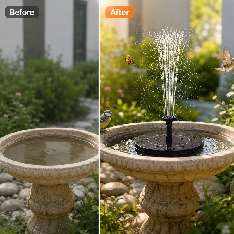Solar Fountain Pump for Bird Baths – Floating Water Feature