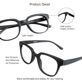 VisionGlobal Blue Light Blocking Glasses for Women and Men, Computer Reading Glasses, Anti Glare (Black, 6.00 Magnification)