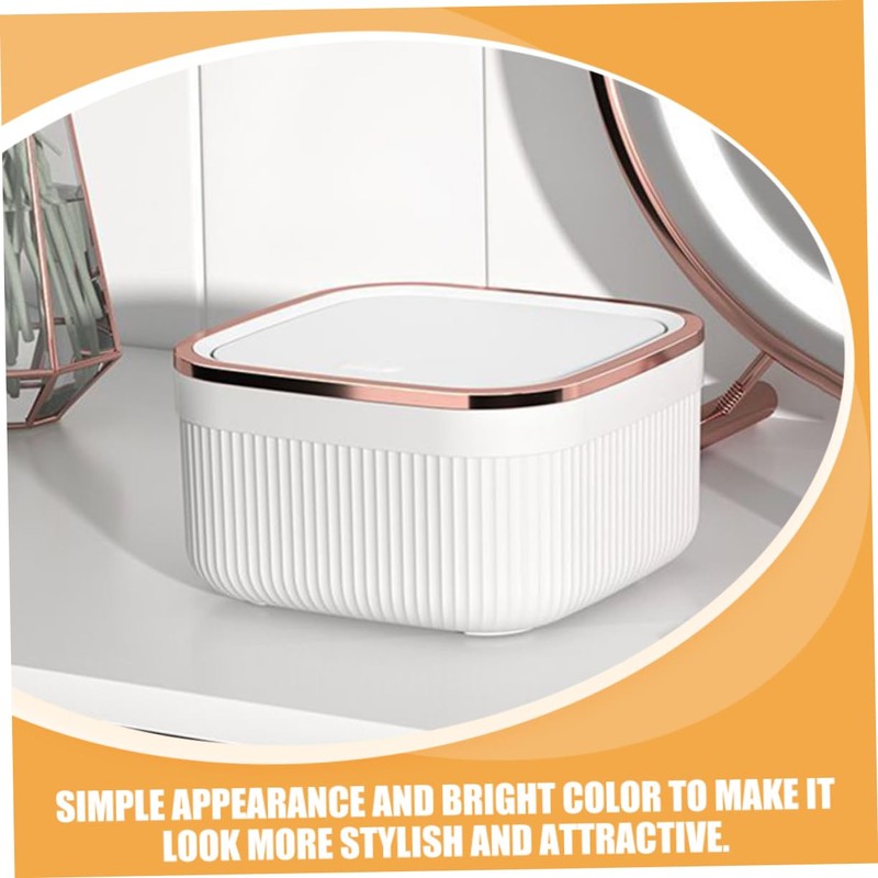 LABRIMP Desktop Trash Can with Pressing Lid Compact Office Waste