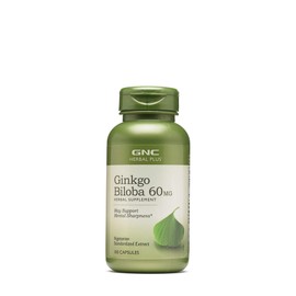 GNC Herbal Plus Ginkgo Biloba 60mg, 100 Capsules, Supports Mental Sharpness