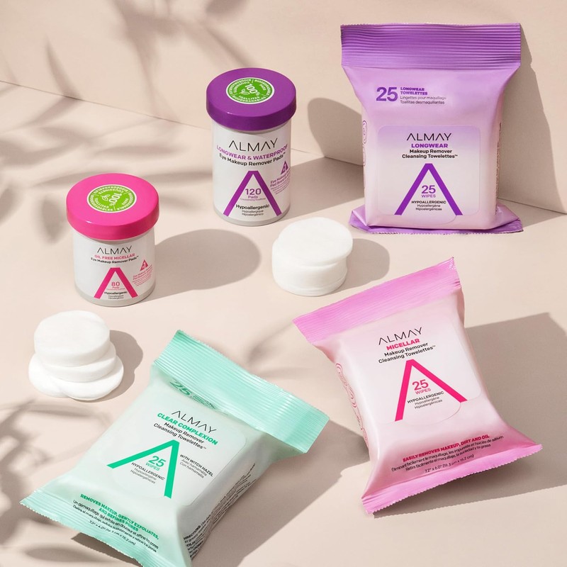 Almay Biodegradable Clear Complexion Removedoras de Maquillaje, Verde, Paquete de