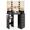 CHARMAID Corner Vanity Desk with Mirror and Lights, Black Makeup