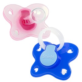 S Shield Baby Glowing in The Dark Soother/Pacifier – 6 Months+ | Soothes 95% of Babies | Butterfly-Shaped BPA-Free Silicone Soothers | Includes Case | 2 Count