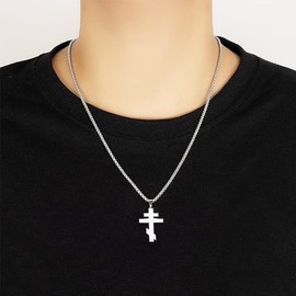 JczR.Y Orthodox Cross Necklace Stainless Steel Irregular Cross Necklace for Men Women Byzantine Cross Necklaces Pendant Religious Christian Jewelry Accessories 19.7 Inches