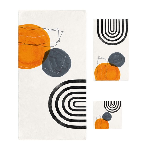 Bath Towel Sets,Mid Century Boho Terracotta Aesthetic Bathroom Towels Soft