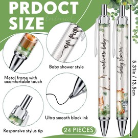 Chuangdi 24 Pcs Baby Shower Ballpoint Pens Favors Bulk Retractable Ballpoint Pen Black Ink with Baby Shower Gifts for Guests School Supply(Woodland Animals)