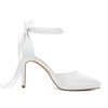 Pearl Heels Wedding Shoes for Bride Closed Toe Bridal Shoes