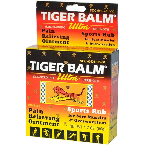 Tiger Balm Sport Rub Pain Relieving Ointment, Ultra Strength 1.70 oz (Pack of 8)