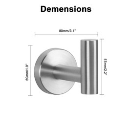 NearMoon NearMoon Bath Towel Hooks- SUS 304 Stainless Steel Robe Hook Holder, Heavy Duty Coat Hook for Bathroom Livingroom Hotel Kitchen Garage, Wall Mounted- 4 Pack (Brushed Nickel)