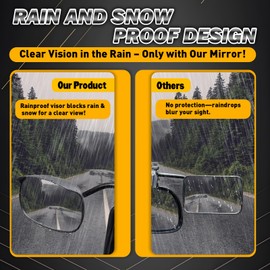 Universal Clip on Towing Mirrors Extensions for Towing, Side Mirror Extenders for Towing with RainProof, Convex Rearview Mirror, Tow Mirrors for Car Truck Trailer RV SUV, 2 Pack