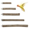 Woohome 5 PCS Perch Bird Stand Toy Natural Wood Platform