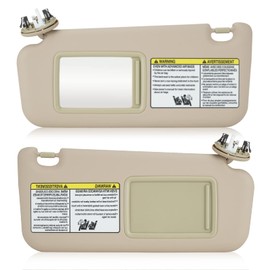 Hurotoms Left & Right Sun Visor with Light for 2006-2013 Toyota RAV4, Driver & Passenger Beige Visor Assembly, Replacement 74320-42501-B2, 74310-42452-B2,