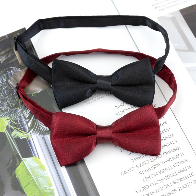 Medsuo Adjustable Kids Bow Tie Pre-tied Bowtie Solid Color Children