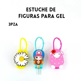 Tton Estuche Para Gel Con Funda Holder Personajes Silicón 3 Pzas