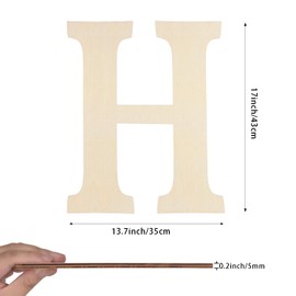 Large Wooden Letters 17 Inch, Big Wood Letters H Shape Cutouts Alphabet Unfinished Paintable Wooden Letters for Wall Decor DIY Crafts Painting Birthday Wedding Party Classroom Nursery Home Decor