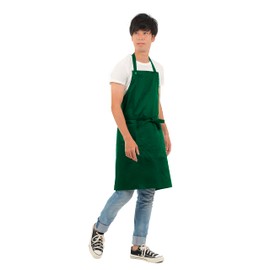Smile mode Apron with Neck Type, Adjustable Size, Stylish, Solid, With Pockets, Unisex, Simple Design, For Home, Cafe, Nursery, Wrinkle Resistant, 12 Colors, green