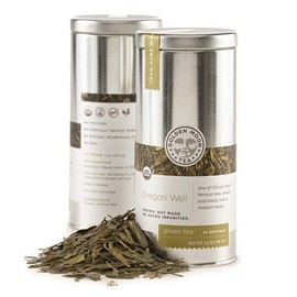 Golden Moon Organic Green Tea Dragon Well - Loose Leaf, Non GMO - Travel Tin (24 Servings)