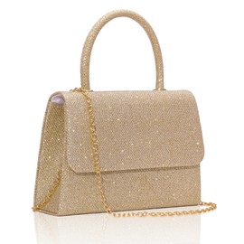 Larcenciel Clutch, Glitter Sequin Handbag with Removable Chain, Elegant Evening Bag, Fashion Crossbody Shoulder Bag, champagne, Contemporary