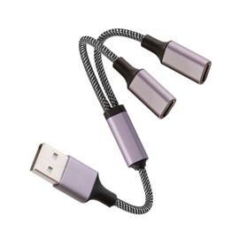 USB C Male to Dual USB A Female Adapter(10 inch long), USB C to Double USB A Splitter, C to Two Type A 2.0 OTG Adapter, Multiple Hub for Laptop,Tablet,Telephone,Flash Disk Drive, Gaming Consoles(Grey)