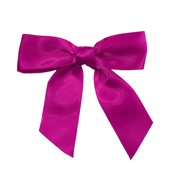 Fuchsia Pink Satin Pre-Tied Bows - 3" Wide, Set of 10, Easter, Mother's Day, Wedding Favors Decor, Gift Bows, Birthday, Gift Ribbons, Breast Cancer Awareness, Christmas, Valentine's Day