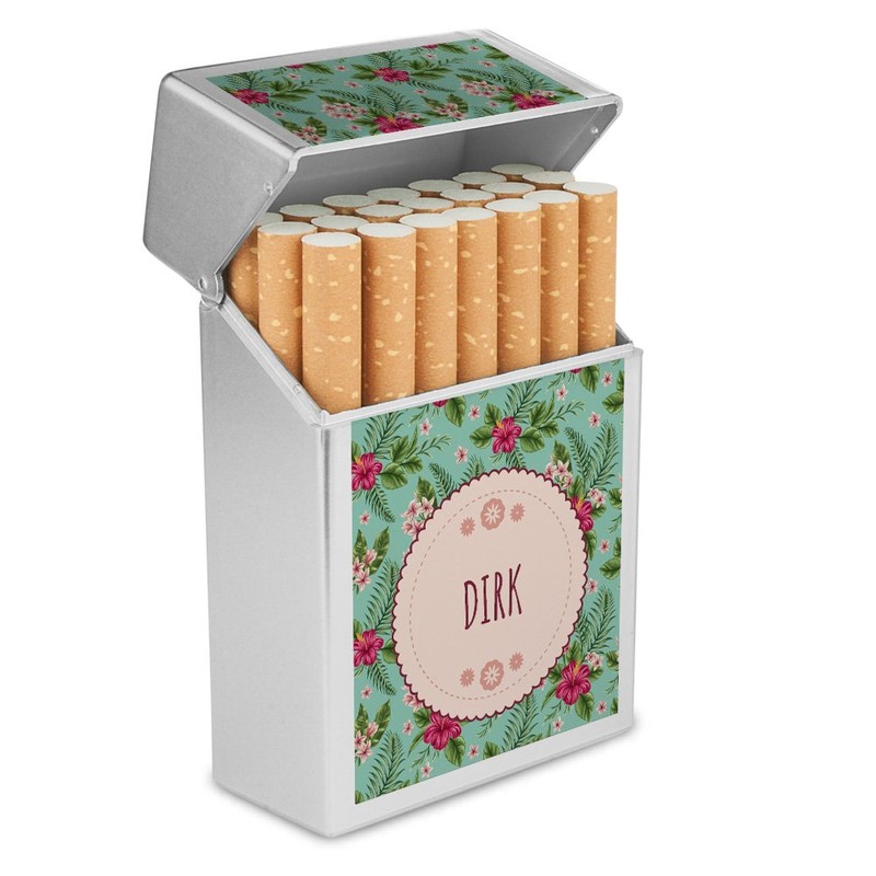 Zigarettenbox mit Namen Dirk - Personalisierte Hülle mit Design Blumen