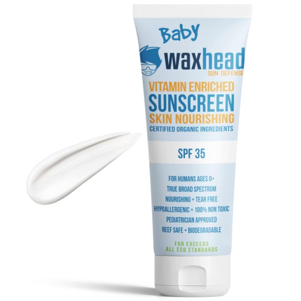 Waxhead Baby Sunscreen 0-6 months - Infant Sunscreen, Toddler Sunscreen, Baby Sunscreen 6-12 months, Baby Sunscreen 12-24 months, Organic Baby Sunscreen for Kids and Adults (4 ounce)