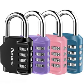 Puroma 4 Pack Combination Lock Multicolor for Locker 4 Digit Outdoor Waterproof Padlock for School, Gym, Sports, Fence, Toolbox, Gate, Case, Outdoor, Hasp Storage