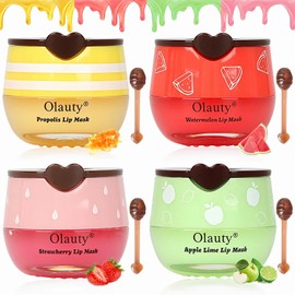 4 unidades de bálsamo labial de abeja, pote de miel, brillo de labios para niñas, bálsamo labial de fresa y miel a granel, lápiz labial a granel, cosas para adolescentes, máscara de labios a granel para labios secos y agrietados, regalos a granel para mujeres