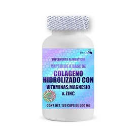 IsaaQuim Colágeno Hidrolizado con Vitaminas, Citrato de Magnesio, Zinc y Selenio | 1 Frasco con 120 Cápsulas de 500 mg | 40 Porciones de 3 Cápsulas | 