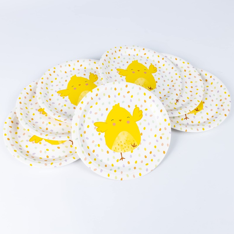 evelay 8 x Easter Chick Paper Plates 23cm Kids Food