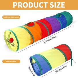 Cat Tunnel, Pack of 2 Foldable Cat Rabbit Tunnel 2-Way Dog Tunnel with Holes Colourful Rabbit Tunnel Play Tunnel Cat for Indoor and Outdoor Use (2 Sizes)