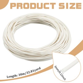 BENECREAT 32.81 Yards Welt Cord Piping, 3mm White Polyester Piping Cord for Crochet, Knitting, Weaving or Trim in Garments, Cushions