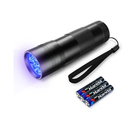 EvaStary UV Blacklight Torch 12 LED 395nm 1 Piece LED Flashlight Mini Blacklight Flashlight Portable UV Flashlight for Pet Urine Stains (Purple Light), Stains etc.