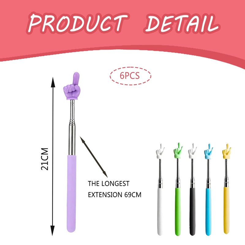 Syylqyr 6 Pcs Finger Pointer Stick, Retractable Pointer Stick, Ideal