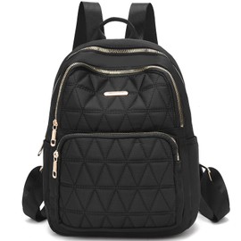 I IHAYNER Mini Backpack for Women Nylon Travel Purse Shoulder Bag for College Work Casual Lightweight Daypack for Ladies Pure Black