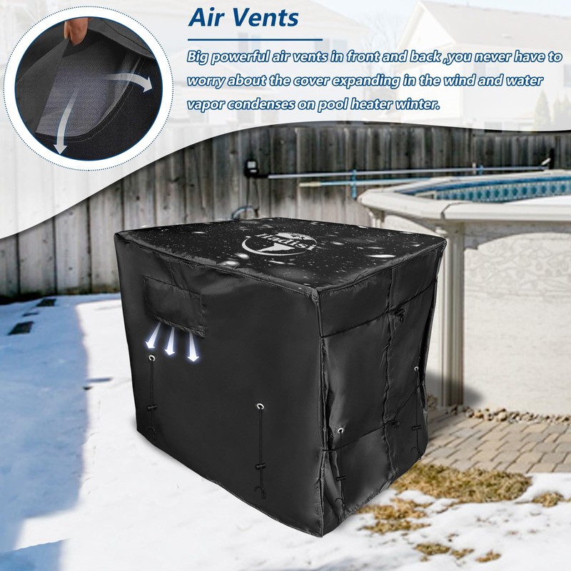 Pool Heater Winter Cover,with Plush Lining,Waterproof Swimming Pool Heater Cover