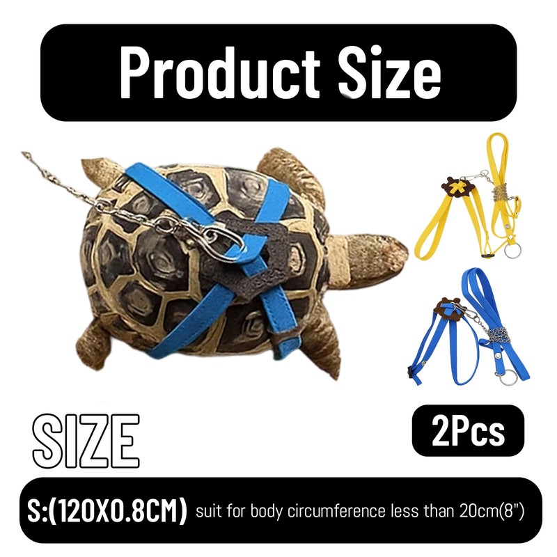 Tortoise Accessories, 2 Pack Tortoise Harness Set for Small Reptiles,
