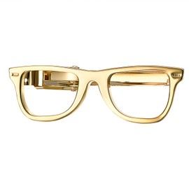 Yoursfs Glasses Moutache Tie Clip Set For Men Gold Tie Bar Clips for Men Personaized Slim Tie Pins