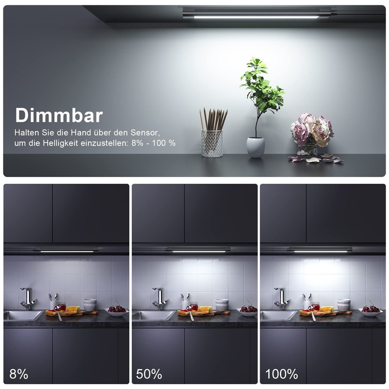 WOBANE Under-Unit Light Kitchen LED Dimmable, Bright Light Strip with